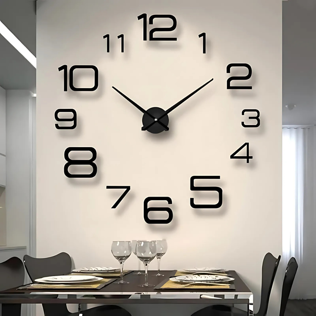 Large Modern Wall Clock in Black