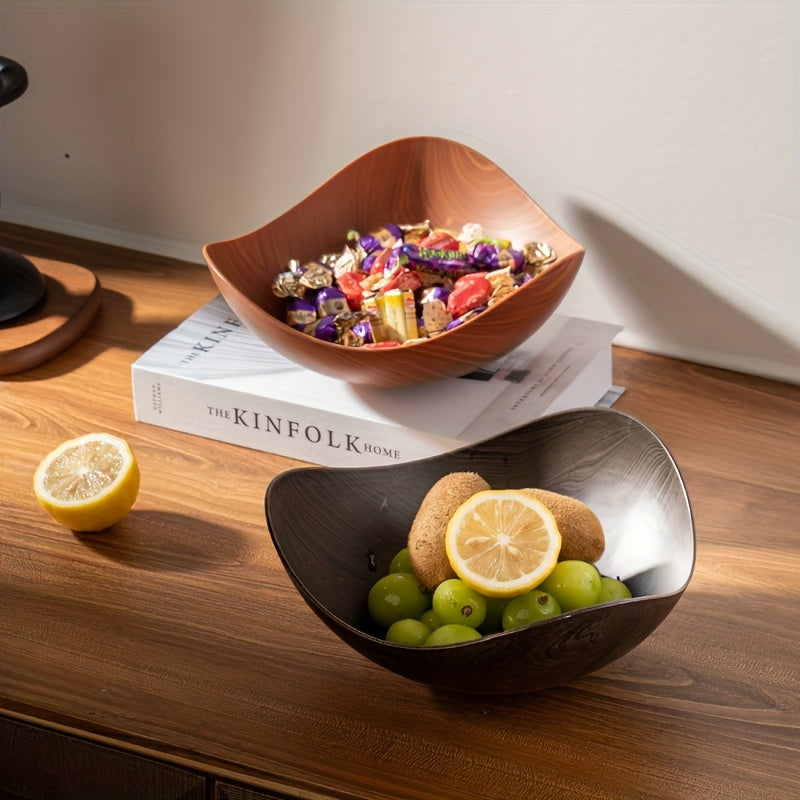 Large Wood-Look Fruit Bowl – Decorative and Practical Tableware