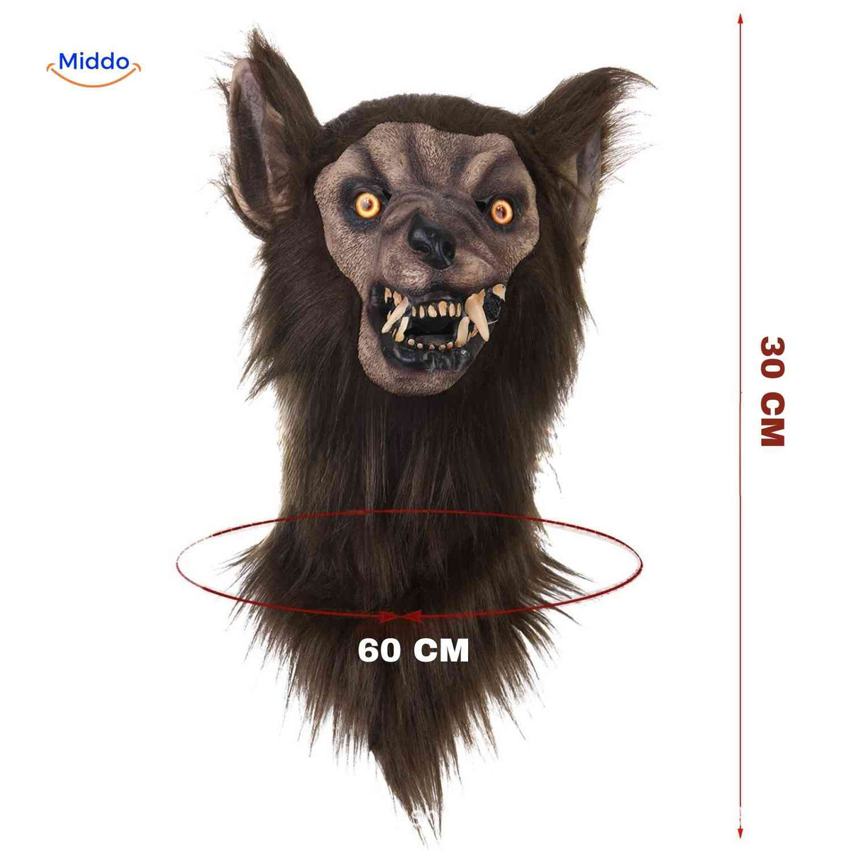 Latex Glowing Wolf Head Mask Ideal for Halloween