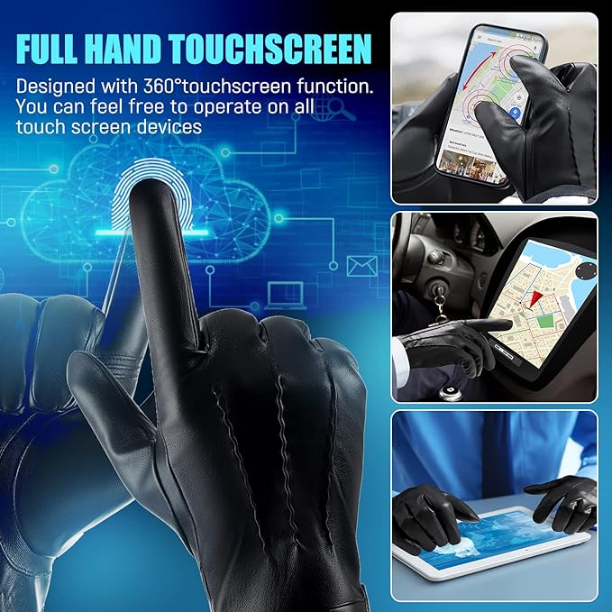Leather Touchscreen Winter Gloves