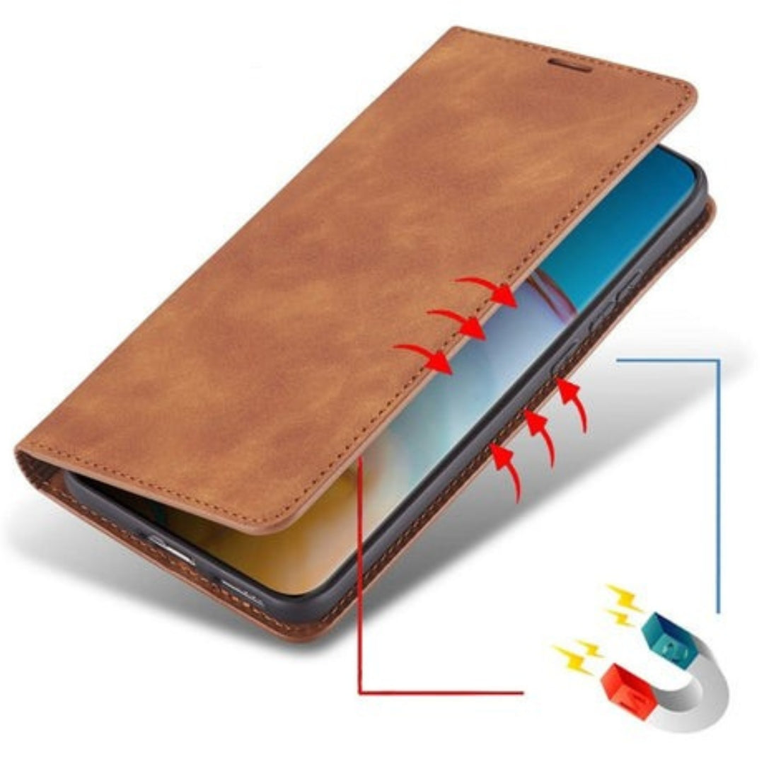 Leather Wallet Phone Case with Magnetic Closure