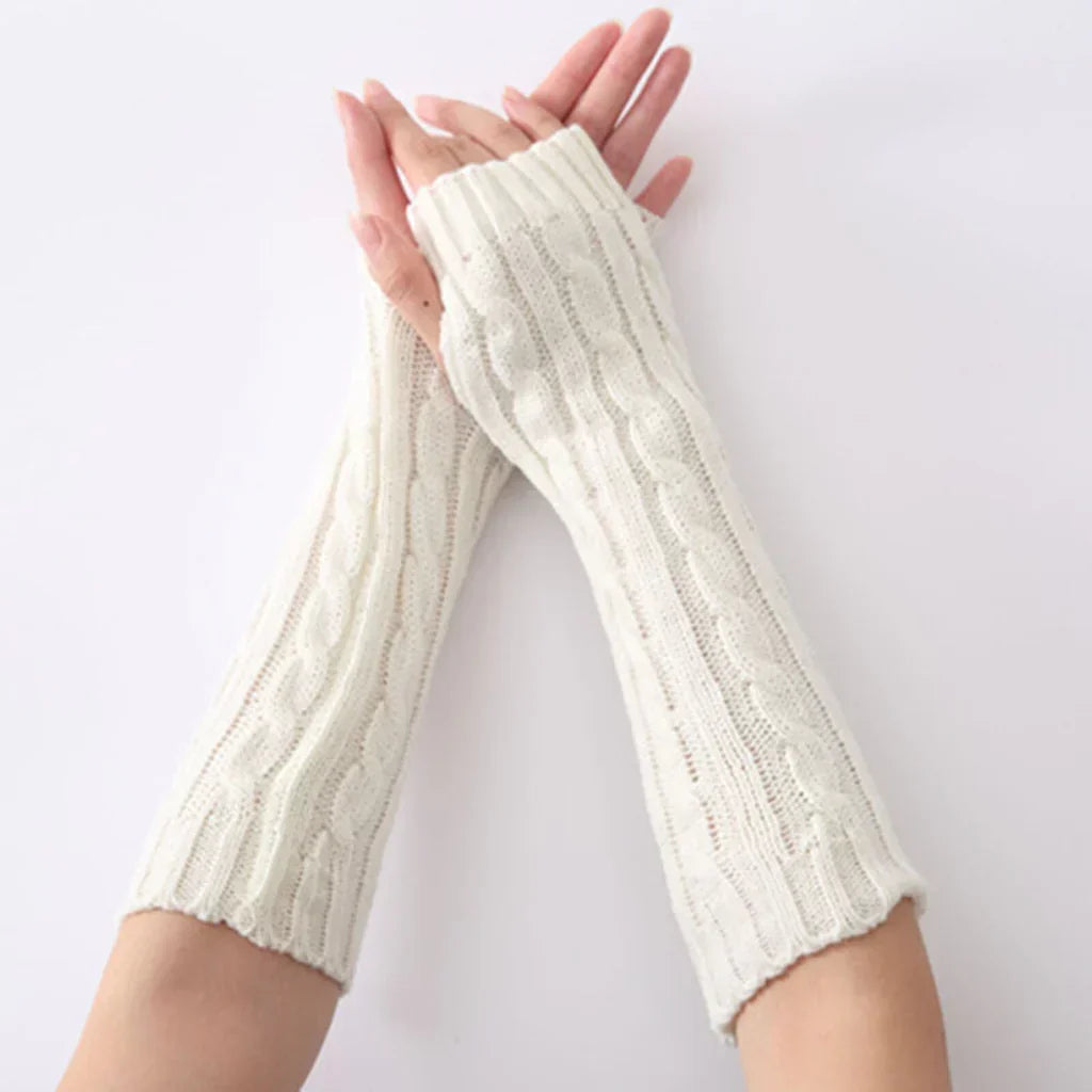 Long Knit Fingerless Gloves