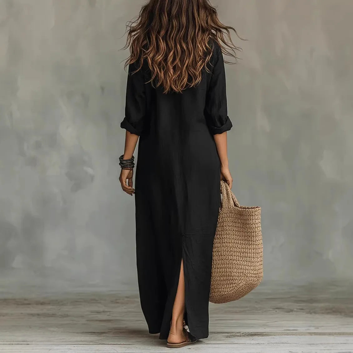 Long Linen Shirt Dress
