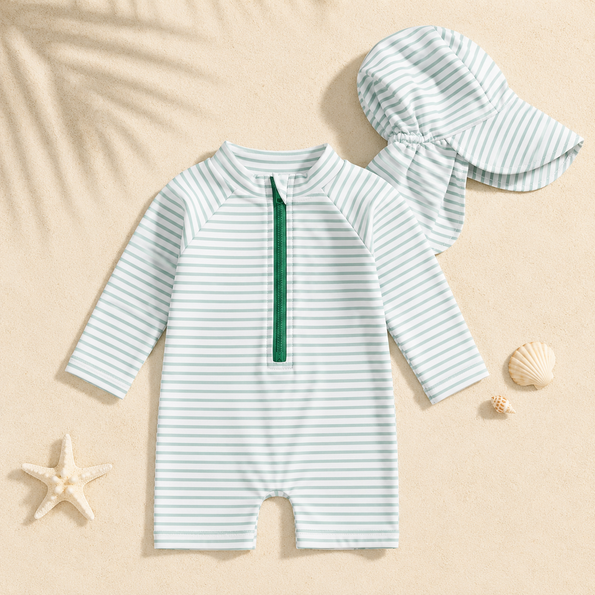 Long Sleeve Zip Swim Romper