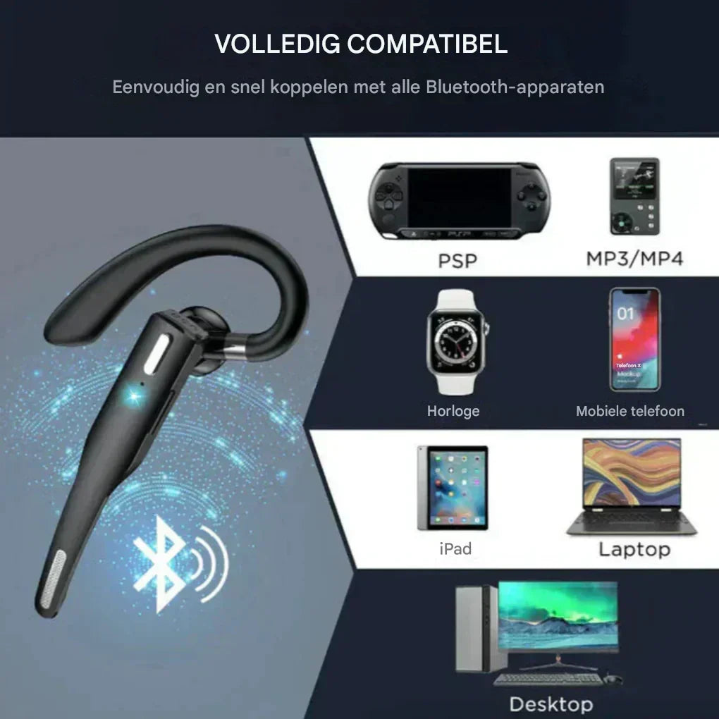 Men's Bluetooth 5.1 Ear Hook Headset with Dual Mic