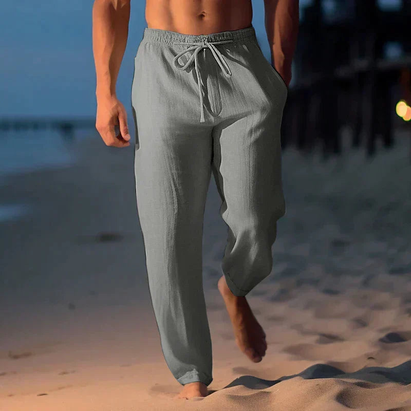 Men's Casual Linen Drawstring Trousers