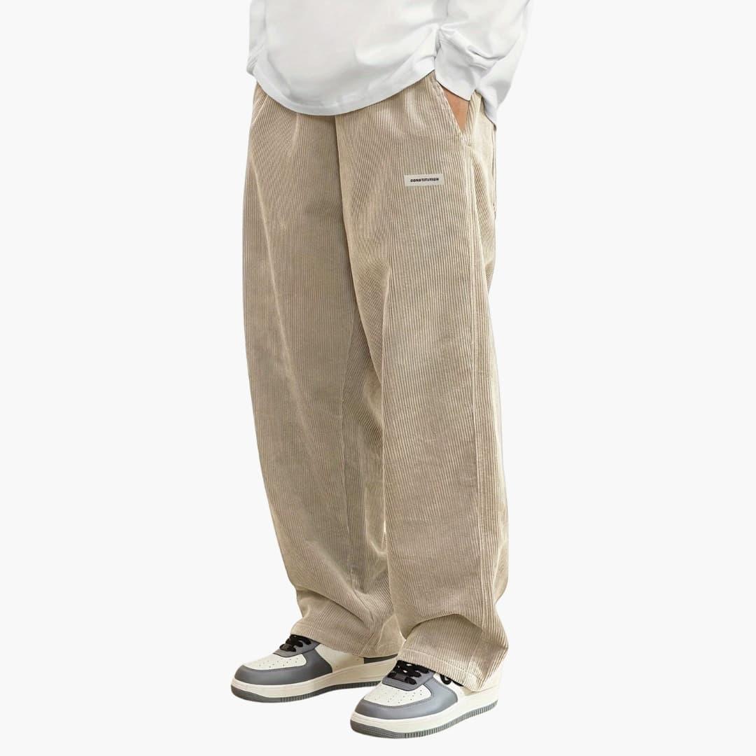 Men's Elastic Waist Wide-Leg Trousers