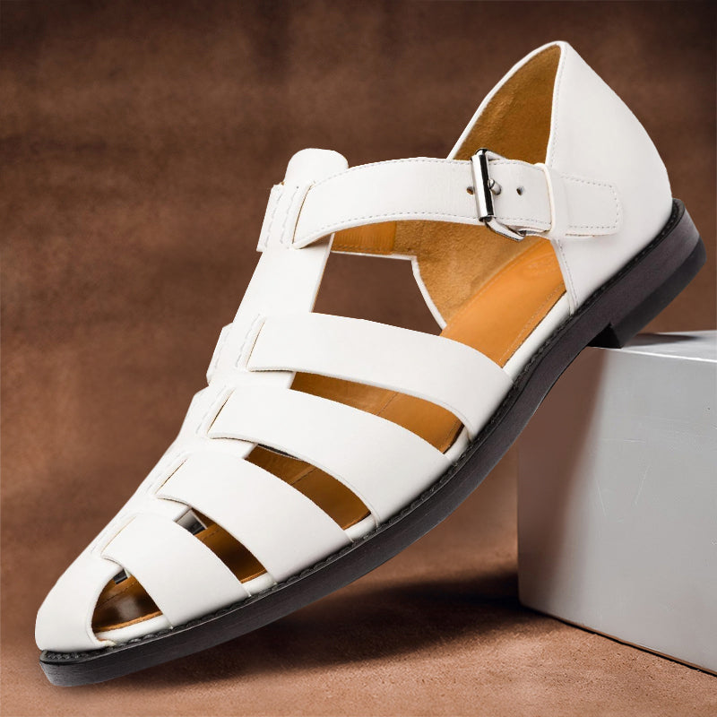 Men's Leather Sandals with Adjustable Strap