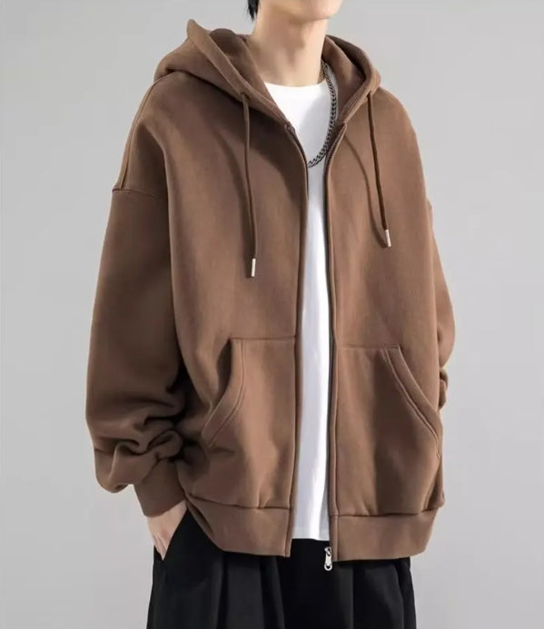 Men's Loose Fit Cotton Zip-Up Hoodie