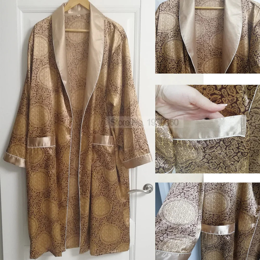 Men's Luxury Kimono Bathrobe with Oriental Design