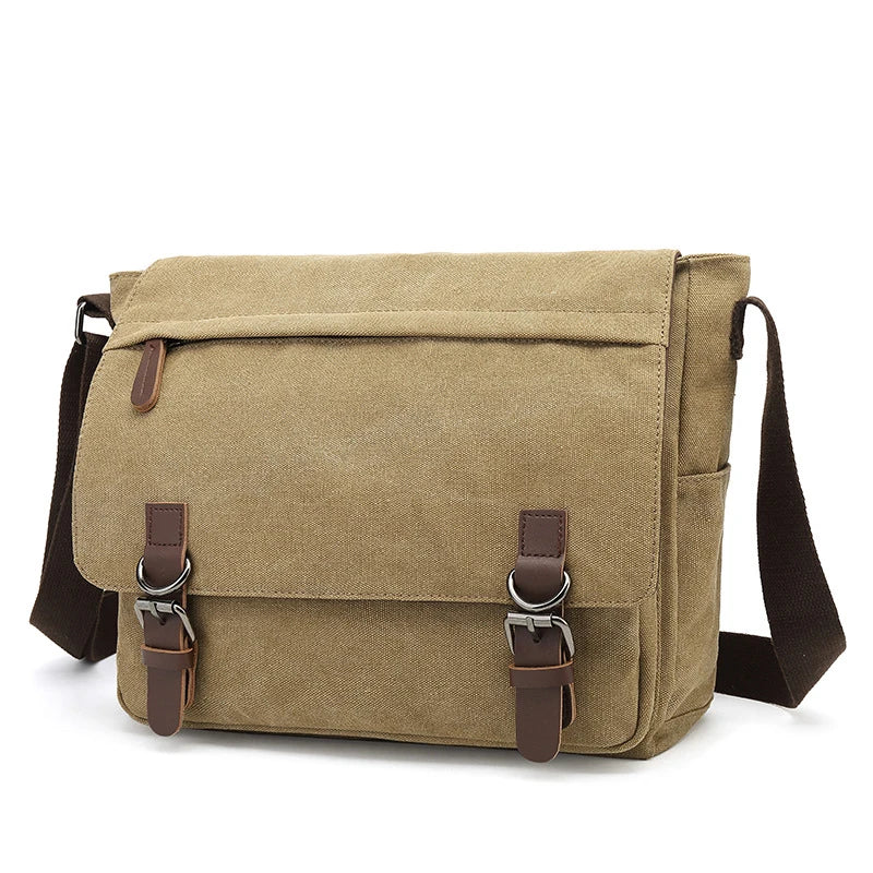 Men's Shoulder Bag with Buckled Flap