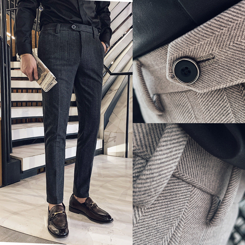 Men's Slim-Fit Herringbone Dress Pants