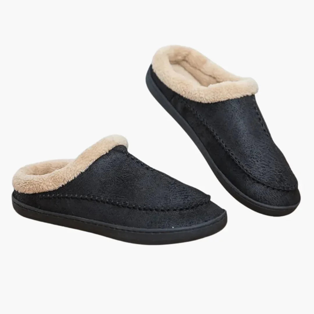 Men's Slip-On Slippers with Plush Lining and Textured Outsole