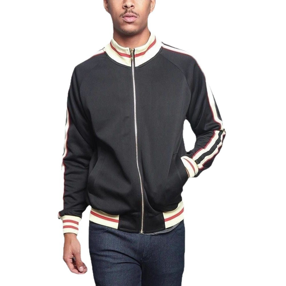 Men's Sporty Sweat Jacket with Contrast Accents and Zip Closure