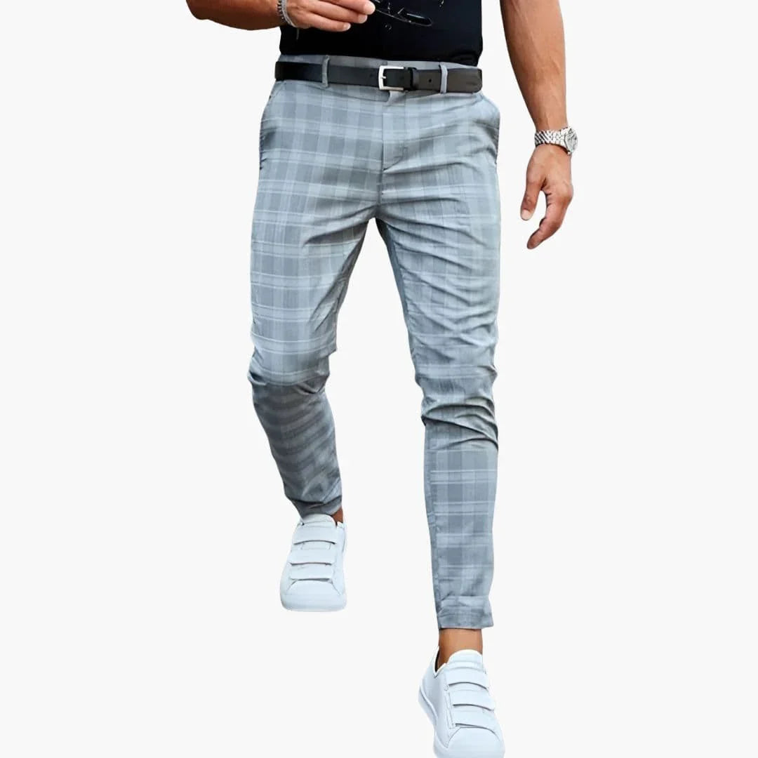 Men's Straight-Leg Plaid Trousers