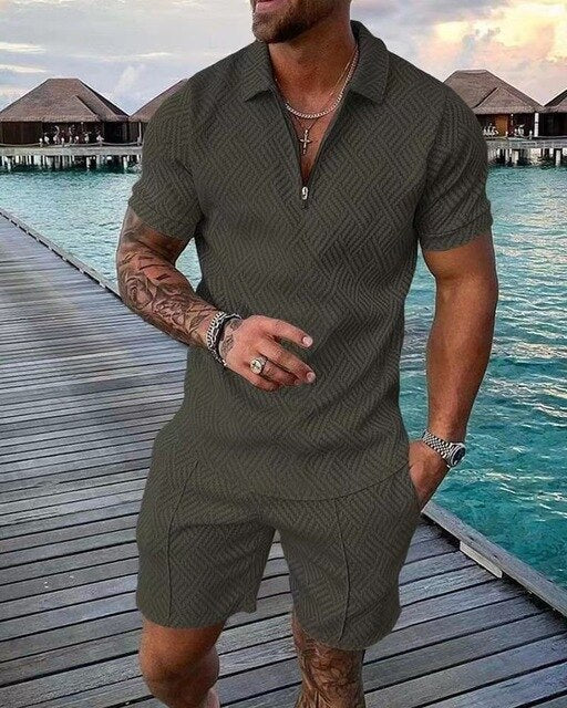 Men's Summer Set – Polo Shirt and Shorts, Casual Style for Warm Days