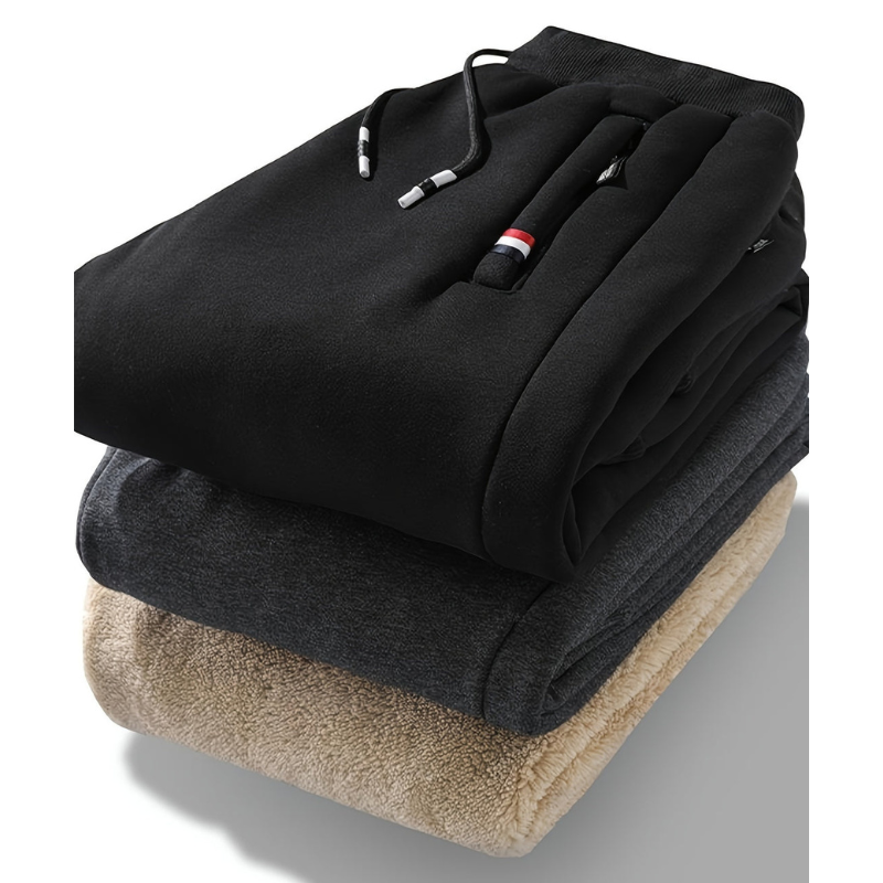 Men's Thermal Trousers - Warm Winter Pants with Drawstring for Sports and Casual Wear