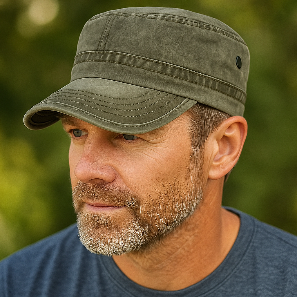 Men's Vintage Adjustable Military-Style Cap