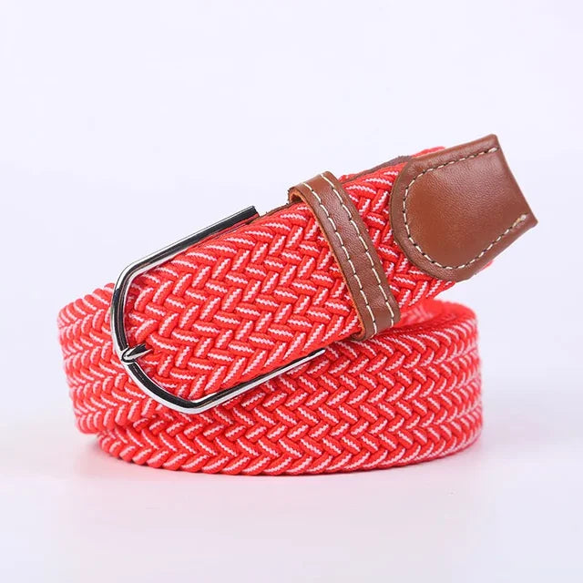 Men's Woven Elastic Belt with D-Ring Buckle