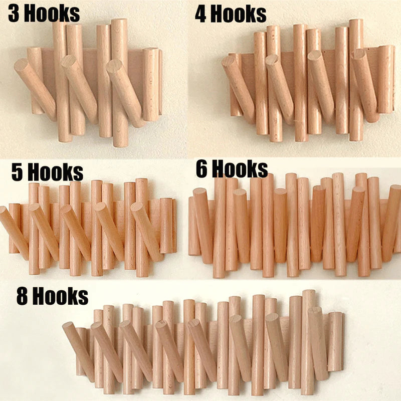 Minimalist Wall-Mounted Wooden Coat Rack