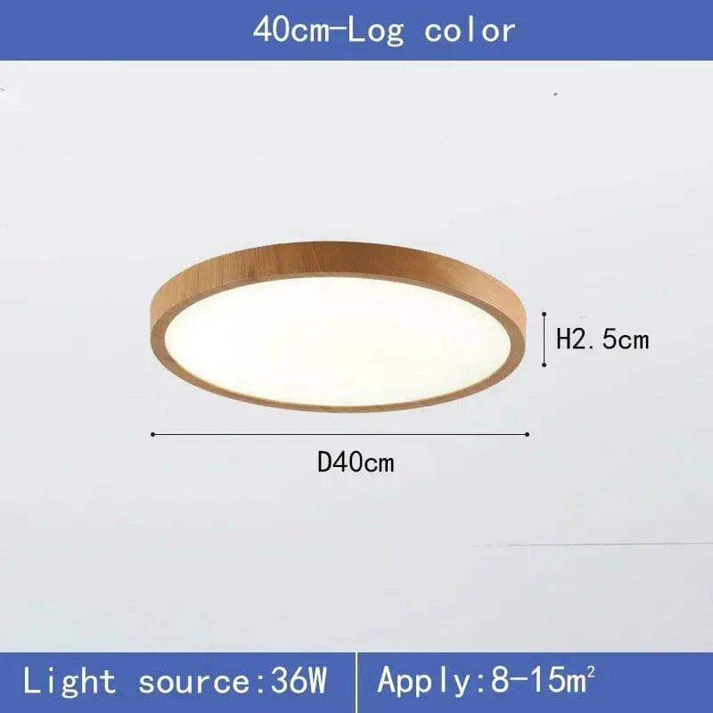 Modern Circular Ultra-Thin Wooden LED Ceiling Light