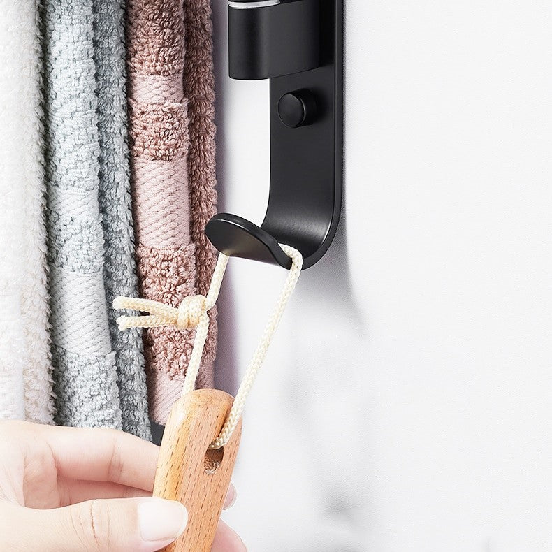 Modern Towel Holder Black - Wall-Mounted 5-Arm Design for Bathroom