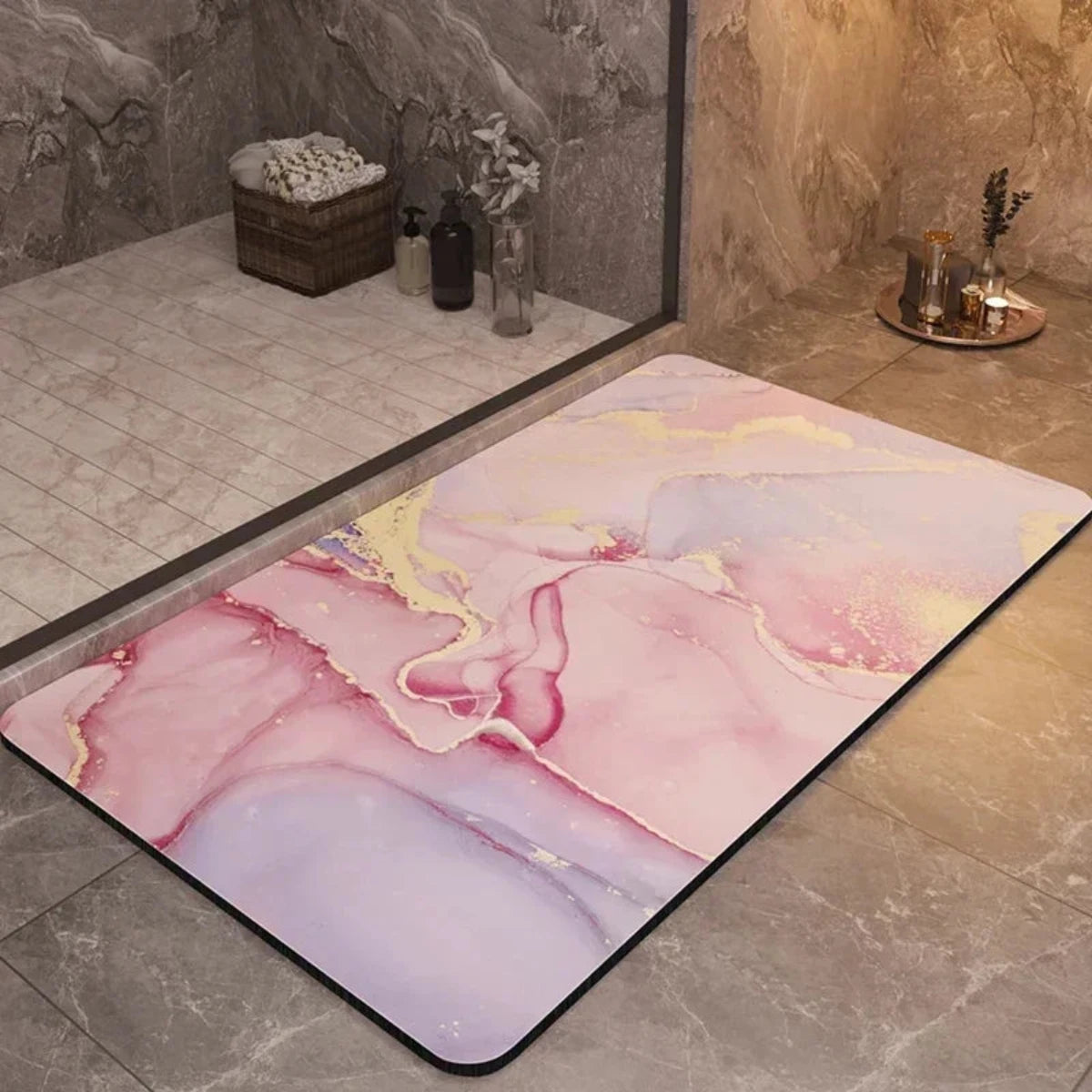 Non-Slip Bathroom Mat with Quick-Drying Diatomaceous Earth Surface – Multicolored Hygienic Bath Mat