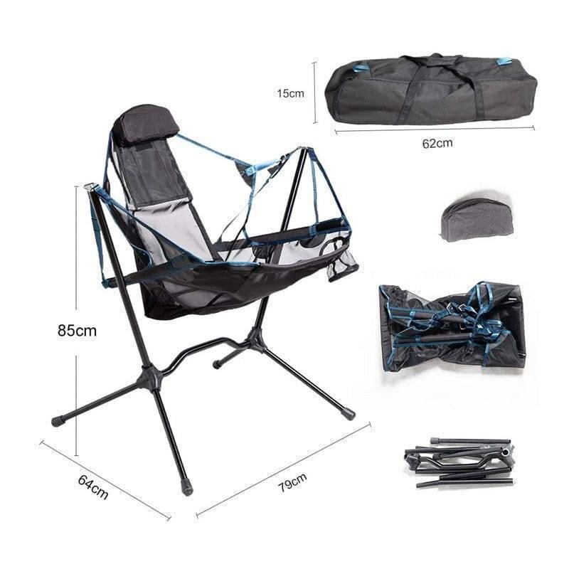 Portable Folding Outdoor Rocking Chair with Pillow for Camping and Fishing