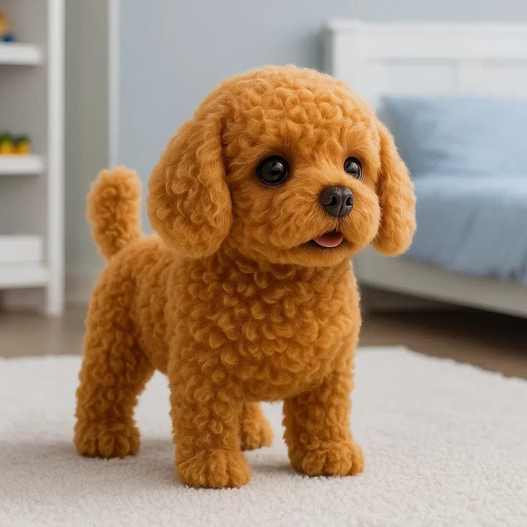 Realistic Interactive Plush Dog - Soft Animated Toy for Kids and Adults