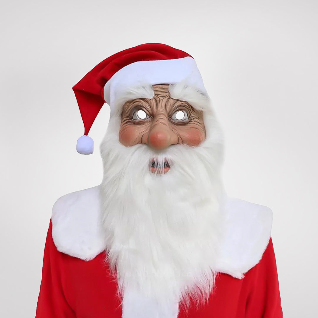 Realistic Santa Claus Mask Covering Face, Neck and Chest