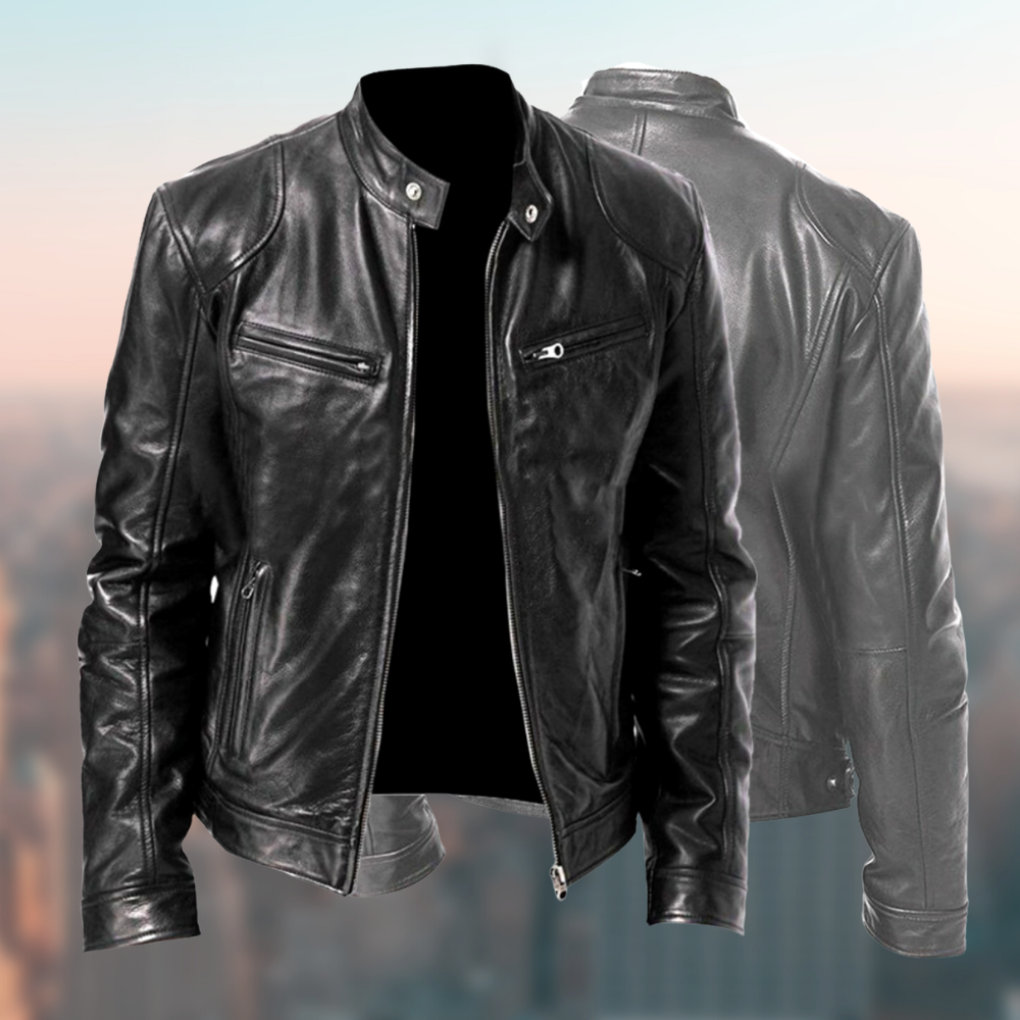 Refined Leather Cafe Racer Jacket