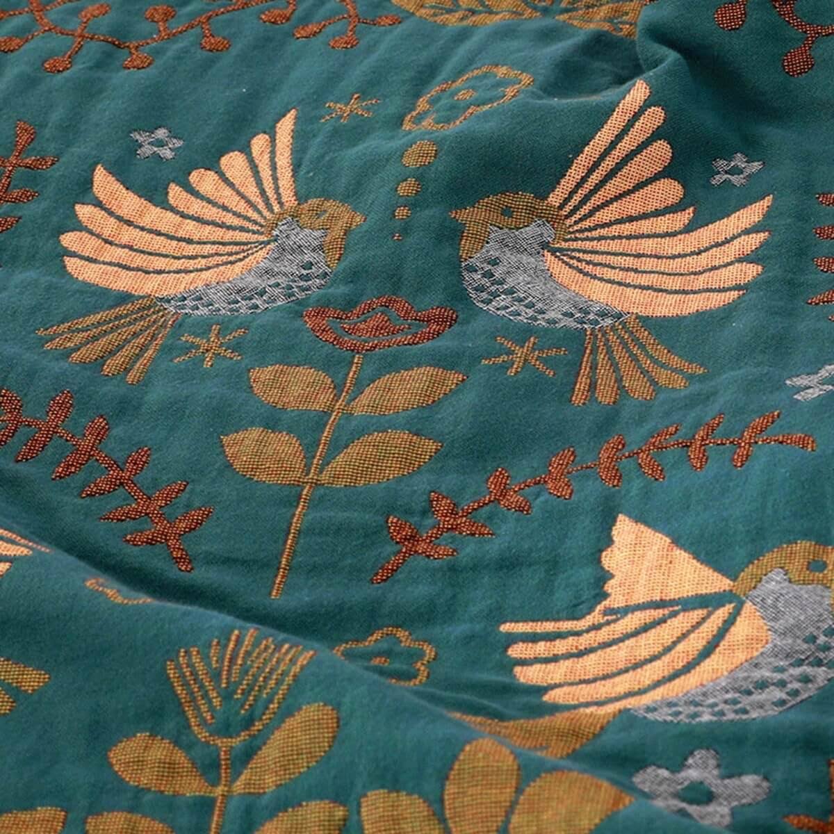 Reversible Scandinavian Throw Blanket - Bird Pattern