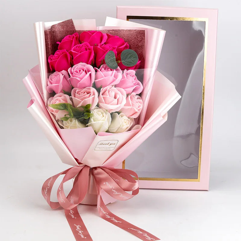 Romantic Soap Rose Bouquet Gift for Valentine's Day