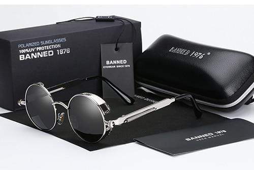 Round Polarized Steampunk Retro Sunglasses