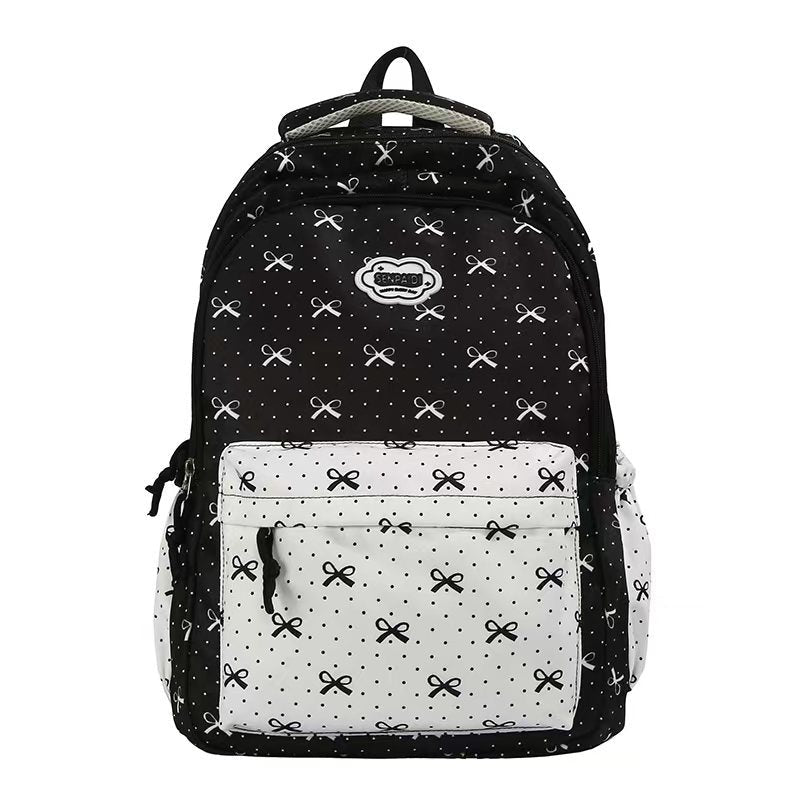 School Backpack with Bow Pattern