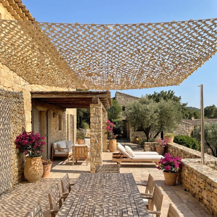 Shade Netting for Terrace and Pergola – 6 Colours, Breathable, Hangs in 1 Hour