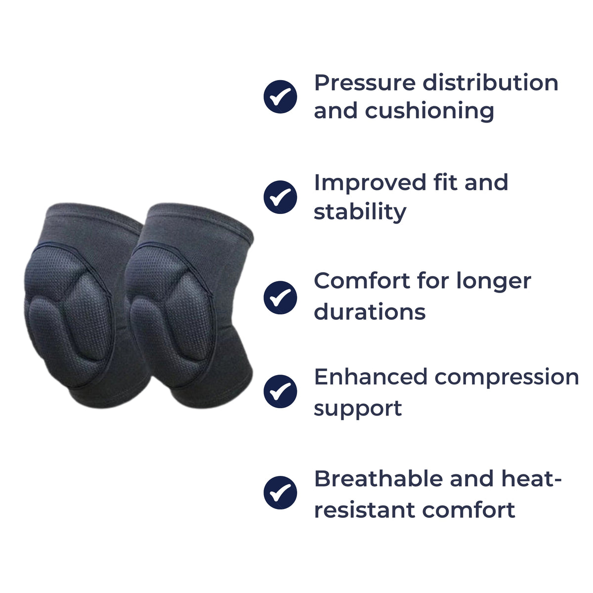 Shock-Absorbing Knee Pads - Breathable Compression Support - Anti-Slip Cushioned Design for Sports & Injury Prevention