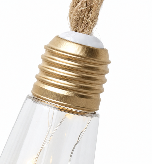 Solar Hemp Rope String Lights with Vintage LED Bulbs