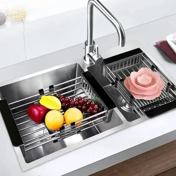 Stainless Steel Expandable Over-the-Sink Dish Drying Rack for Dishes, Fruit and Vegetables