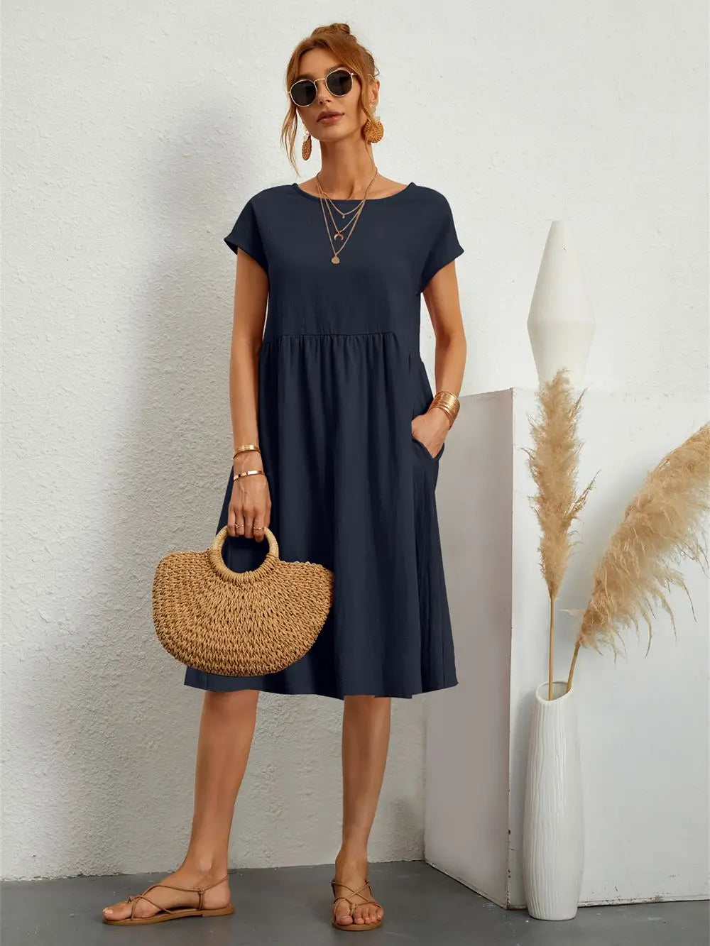 Stylish Casual Pocket Dress for Everyday Comfort
