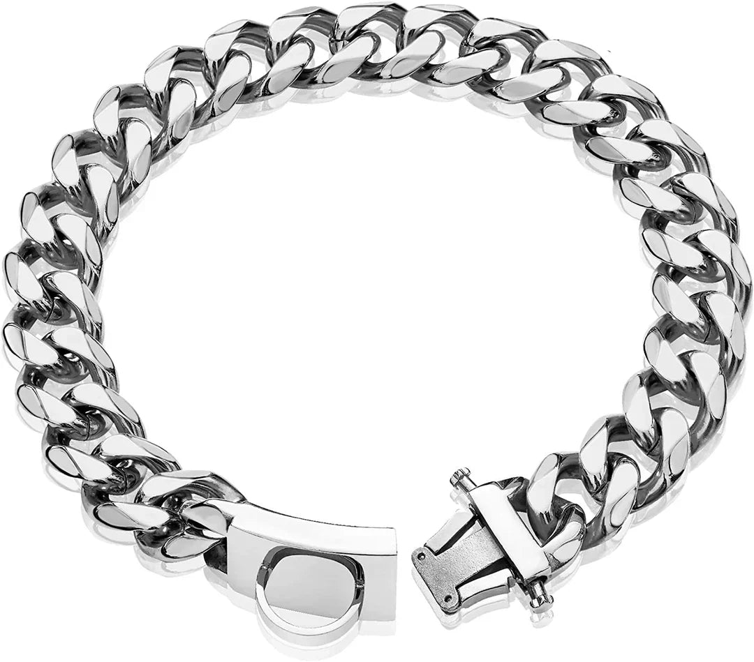 Stylish Titanium Steel Dog Collar for Medium & Large Breeds
