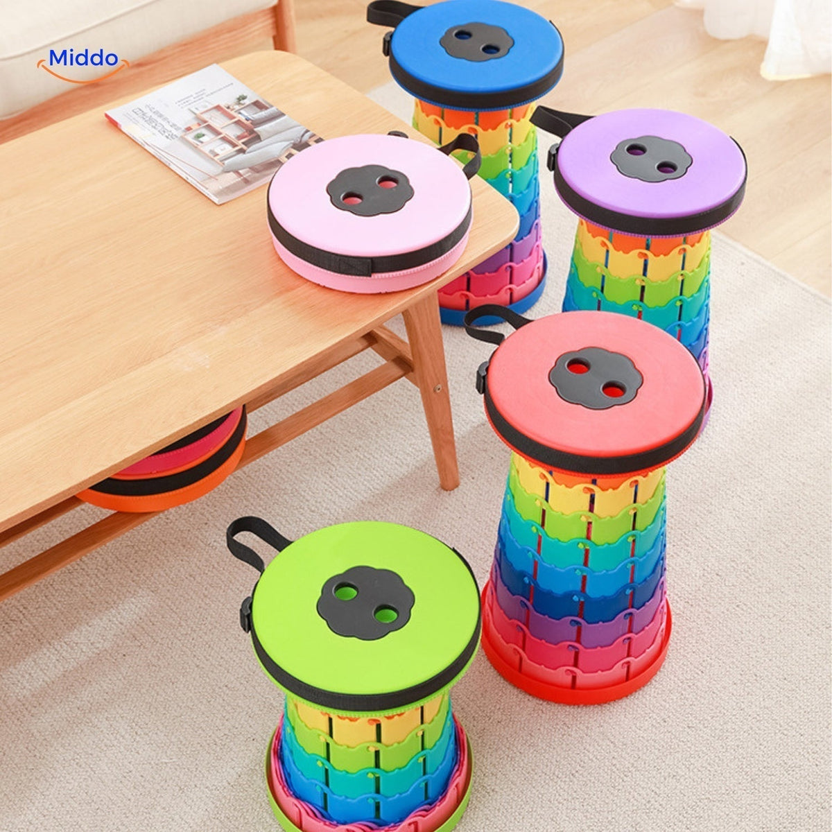 Telescopic Adjustable Stool with Non-Slip Matte Surface