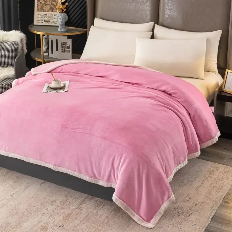 Thick Cashmere Throw Blanket for Bed and Couch