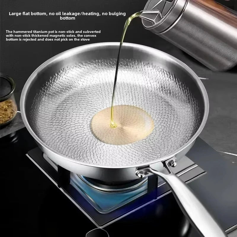 Titanium Frying Pan for Induction Cooktops with Hand-Hammered Design