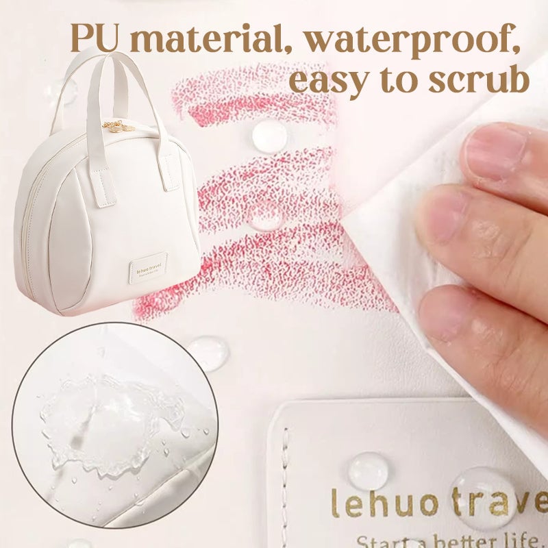 Travel Makeup Bag | Waterproof PU Leather, Multi-Layer Design