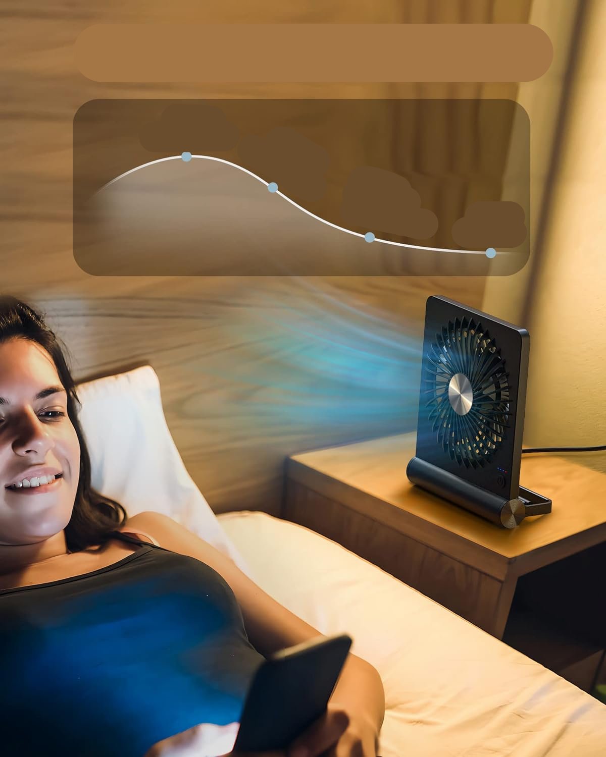Ultra-Quiet Compact Table Fan for Home