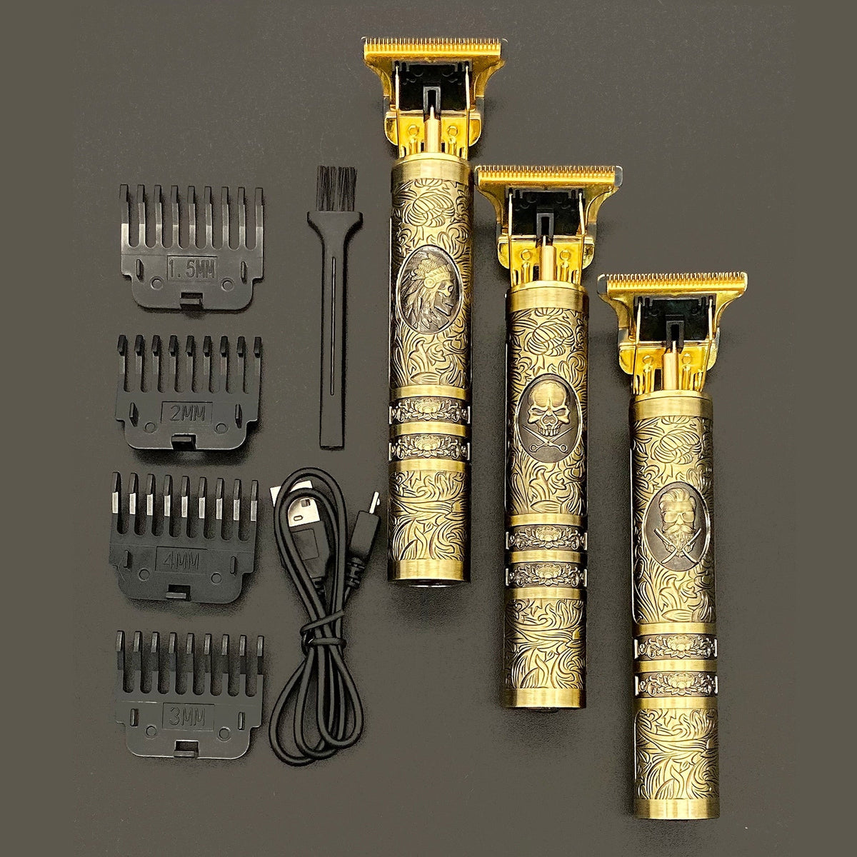 Vintage Skull Hair Trimmer - Rechargeable Incl. Guide Combs