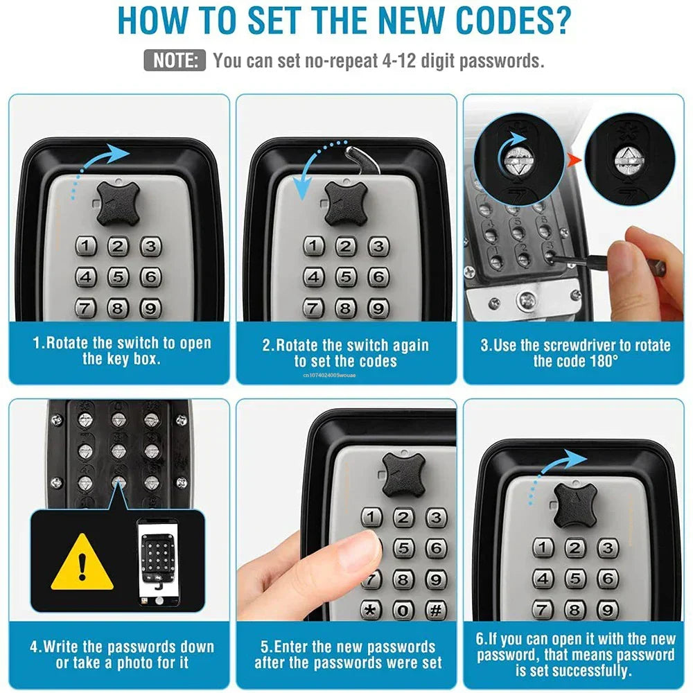 Waterproof Wall-Mounted Key Safe – Outdoor Lockable Key Storage Box with Combination Lock