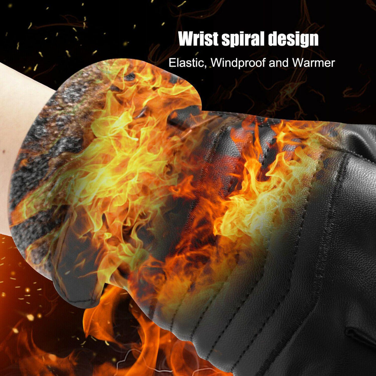 Waterproof Warm Leather Winter Ski Gloves - Touchscreen Compatible (-30°C)