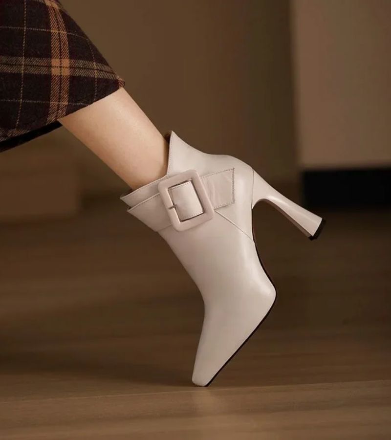 Women's Ankle Boots with Buckle Detail and Block Heel